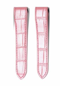 Pink Alligator Leather Watch Strap Front View For Cartier Santos 100 W20106X8 W20073X8