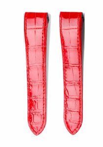 Red Alligator Leather Watch Strap Front View For Cartier Santos 100 W20106X8 W20073X8