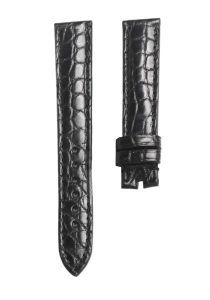 Black Round Grain Genuine Alligator Leather Watch Strap For Chopard Happy Sport 278509-6001