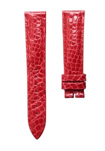 Gloss Bright Red Round Grain Genuine Alligator Leather Watch Strap For Chopard Happy Sport 278509-6001