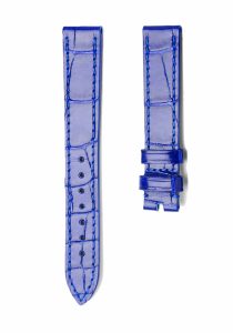 Blue Alligator Leather Watch Strap Front View For Chopard Happy Sport 278608 278582