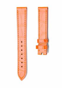 Orange Alligator Leather Watch Strap Front View For Chopard Happy Sport 278608 278582