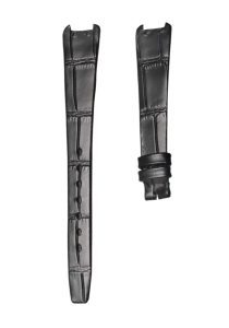 Cane Grain Calf Leather Watch Strap Black For Christian Dior Bagheera 46-153