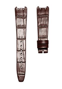 Cane Grain Calf Leather Watch Strap Brown Without Buckle For Christian Dior Bagheera 46-153