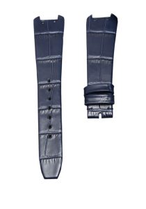 Cane Grain Calf Leather Watch Strap Dark Blue For Christian Dior Bagheera 46-153