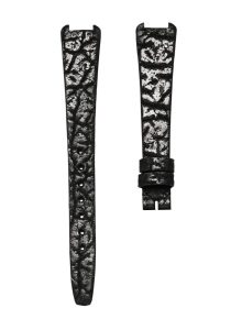 Shark Grain Calf Leather Watch Strap Black Without Buckle For Christian Dior Bagheera 46-153