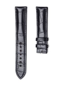 Black Glossy Alligator Leather Watch Strap With Leather For Golden Bridge Watch