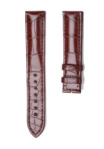 Brown Glossy Alligator Leather Watch Strap With Leather For Golden Bridge Watch