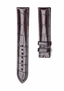 Dark Brown Glossy Alligator Leather Watch Strap With Leather For Golden Bridge Watch
