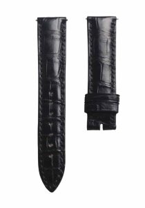Glossy Black Cane-Grain Alligator Leather Watch Strap For Franck Muller Cintree Curvex 6850 S6 GG