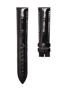 Glossy Black Cane-Grain Alligator Leather Watch Strap 18*16mm For Franck Muller Double Mystery 5850 SC D