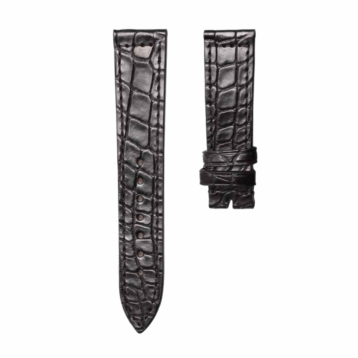 Black round grain alligator leather watch strap for Franck Muller Ladies' Collection 952 QZ D CD