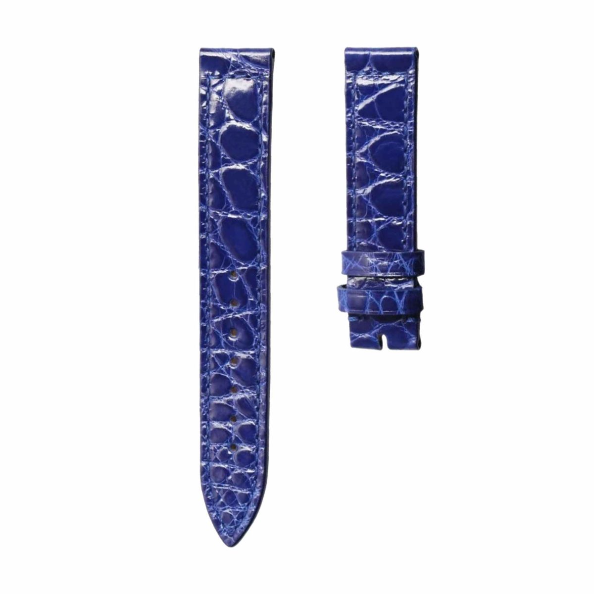 Glossy blue round grain alligator leather watch strap for Franck Muller Ladies' Collection 952 QZ D CD
