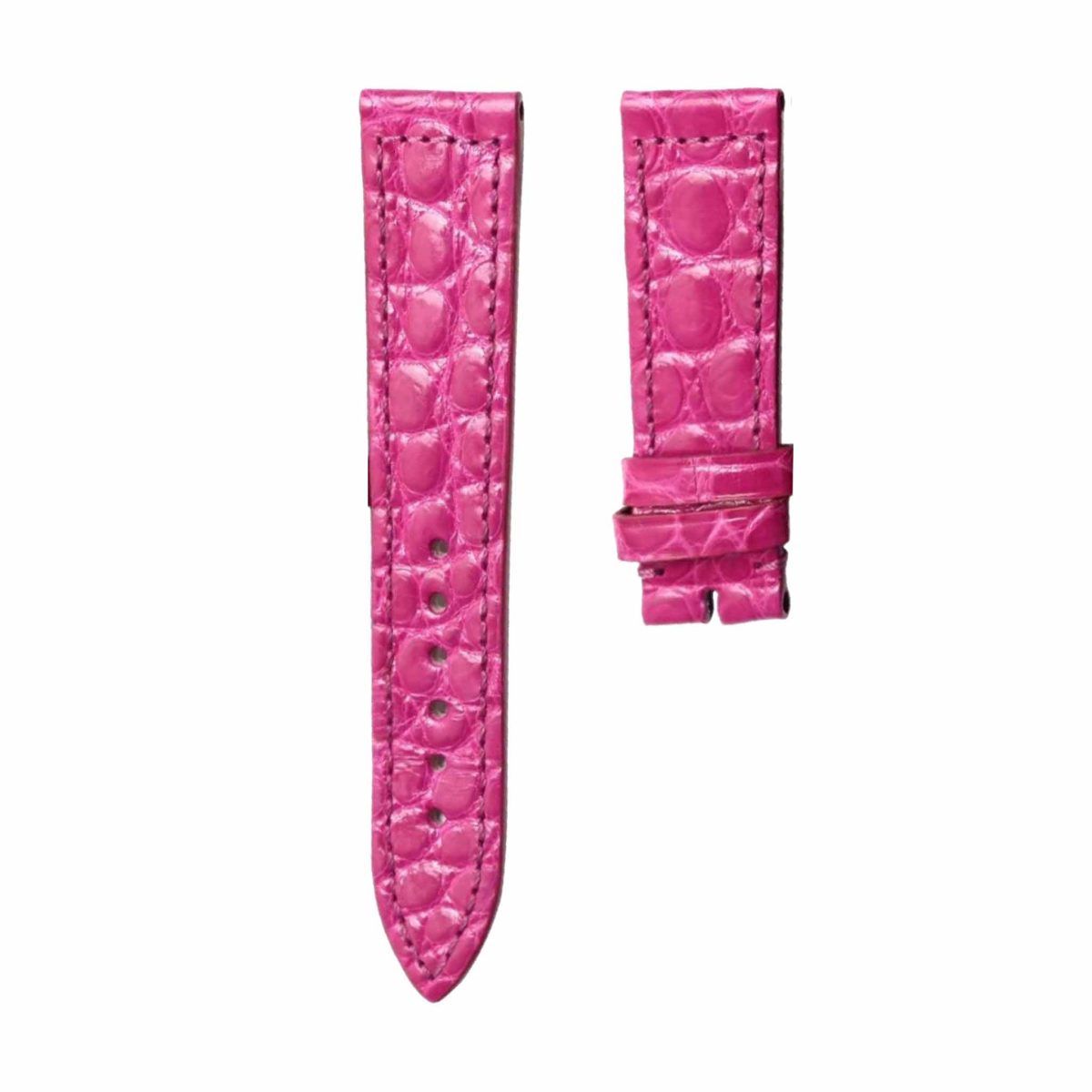 Glossy fuchsia round grain alligator leather watch strap for Franck Muller Ladies' Collection 952 QZ D CD