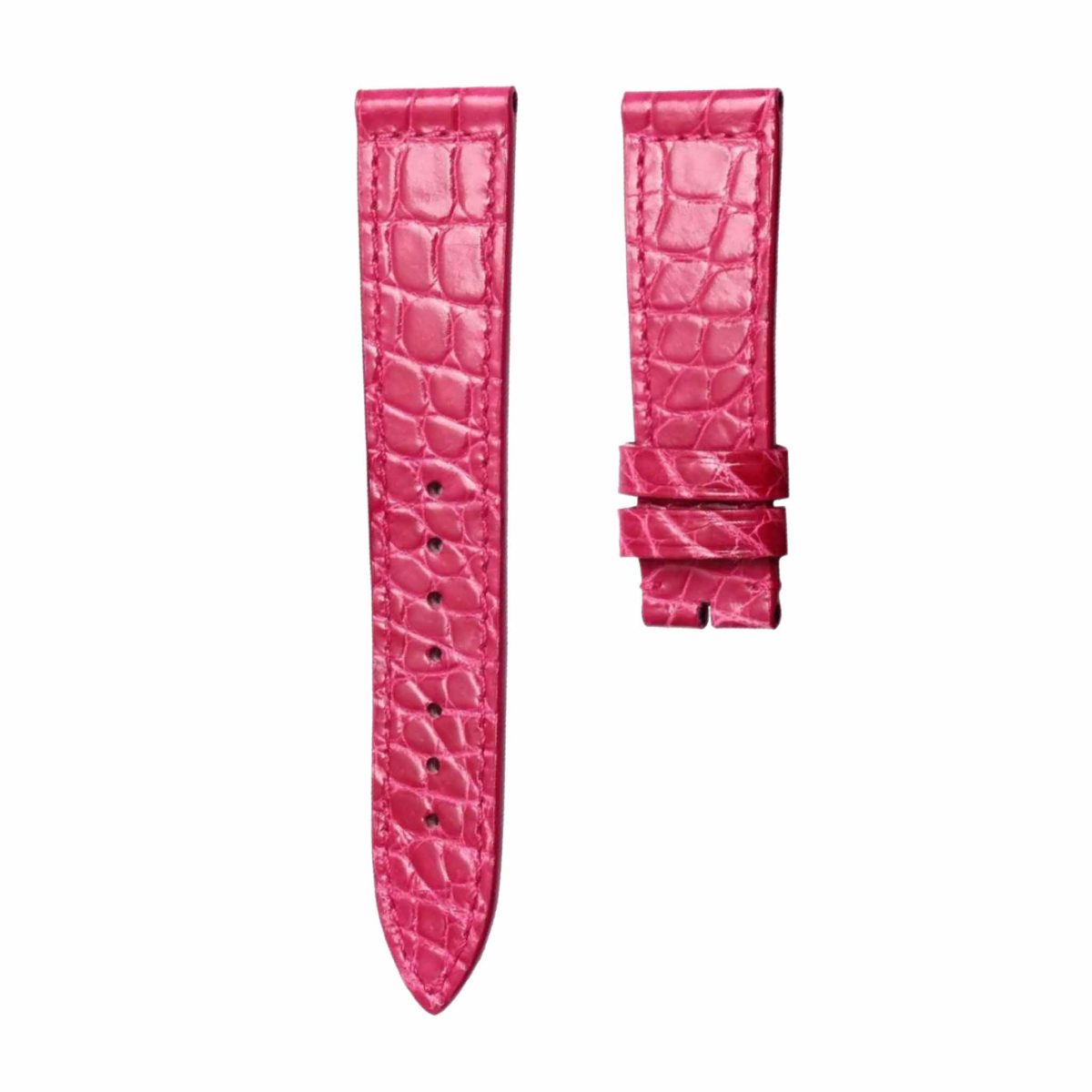 Glossy rose red round grain alligator leather watch strap for Franck Muller Ladies' Collection 952 QZ D CD
