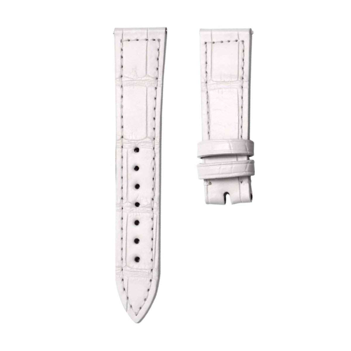 White cane grain alligator leather watch strap for Franck Muller Ladies' Collection 952 QZ D CD