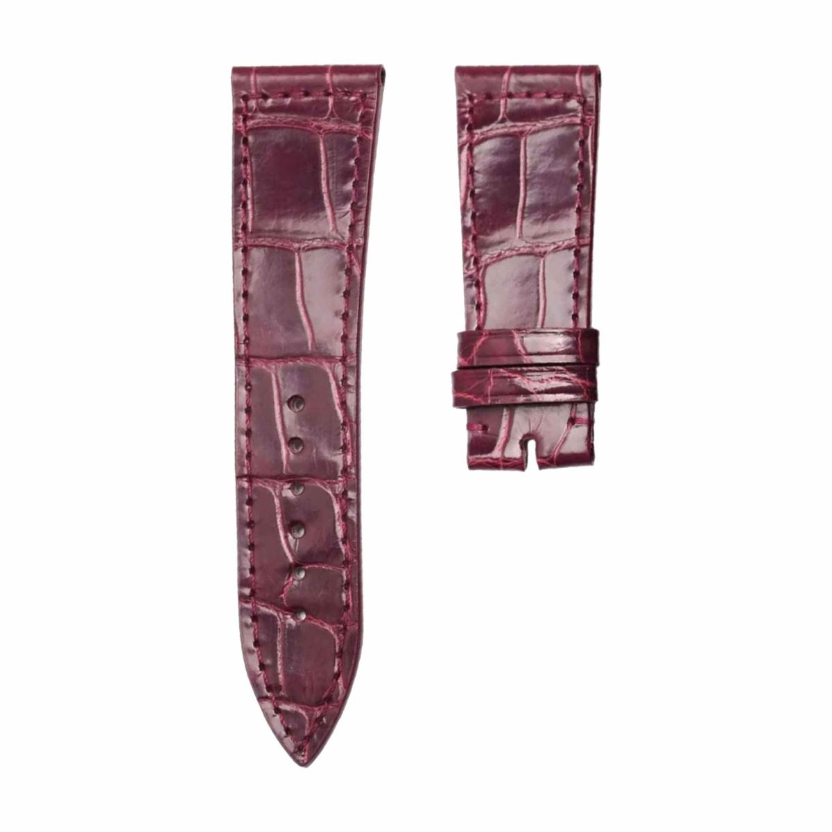 Wine red cane grain alligator leather watch strap for Franck Muller Ladies' Collection 952 QZ D CD