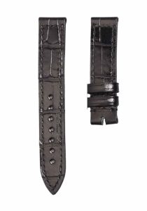 Glossy black cane grain alligator leather watch strap for Franck Muller Long Island 952 QZ D