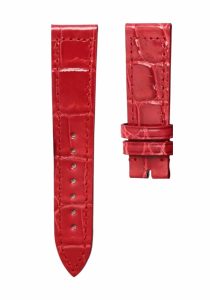 Glossy Bright red cane grain alligator leather watch strap for Franck Muller Long Island 952 QZ D