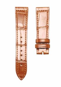 Glossy brown cane grain alligator leather watch strap for Franck Muller Long Island 952 QZ D