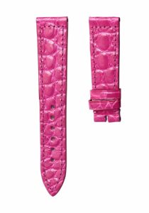 Glossy fuchsia round grain alligator leather watch strap for Franck Muller Long Island 952 QZ D