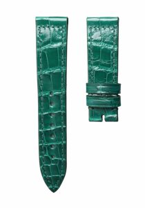 Glossy green cane grain alligator leather watch strap for Franck Muller Long Island 952 QZ D