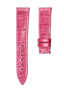 Glossy light rose pink cane grain alligator leather watch strap for Franck Muller Long Island 952 QZ D