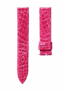 Glossy rose red round grain alligator leather watch strap for Franck Muller Long Island 952 QZ D