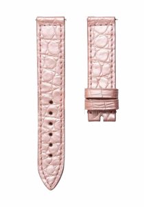 Pearl pink round grain alligator leather watch strap for Franck Muller Long Island 952 QZ D
