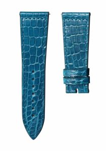 Navy Round-Grain Alligator Leather Watch Strap For Franck Muller Master Square 6002 M QZ V