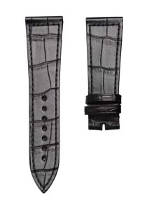 Glossy Black Cane-Grain Alligator Leather Watch Strap For Franck Muller Master Square 6002 M QZ V D CD
