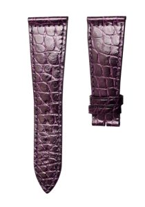 Glossy Dark Purple Round-Grain Alligator Leather Watch Strap For Franck Muller Master Square 6002 M QZ V D CD