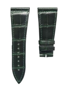 Glossy Dark Green Round-Grain Alligator Leather Watch Strap For Franck Muller Master Square 6002 M QZ V D CD