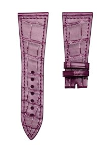 Glossy Purple Round-Grain Alligator Leather Watch Strap For Franck Muller Master Square 6002 M QZ V D CD