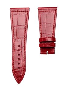 Glossy Red Cane-Grain Alligator Leather Watch Strap For Franck Muller Master Square 6002 M QZ V D CD
