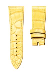 Glossy Yellow Cane-Grain Alligator Leather Watch Strap For Franck Muller Master Square 6002 M QZ V D CD