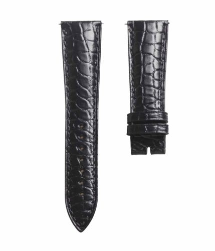 Black round grain alligator leather watch strap for Franck Muller Men's Collection 8880 CC AT