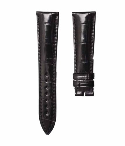Glossy black cane grain american alligator leather watch strap for Franck Muller Men's Collection 8880 CC AT