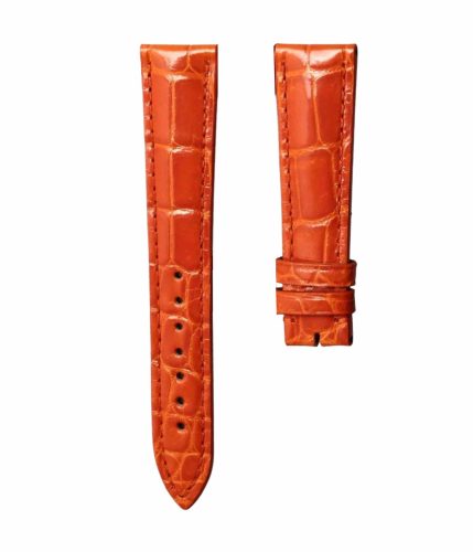 Glossy orange cane grain american alligator leather watch strap for Franck Muller Men's Collection 8880 CC AT