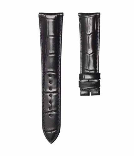 Black cane grain thick calf leather watch strap for Franck Muller Men's Collection 8880 CC AT