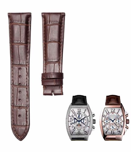 Brown cane grain thick calf leather watch strap for Franck Muller Men's Collection 8880 CC AT