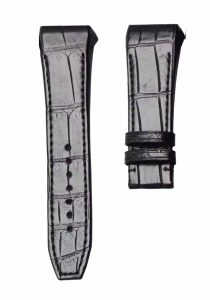 Black cane grain alligator leather watch strap for Franck Muller Men's Collection V45 SC DT YACHTIN