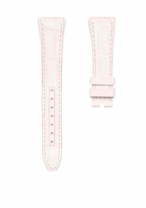 White cane grain alligator leather watch strap with original fluororubber base for Franck Muller Men's Collection V45 SC DT YACHTIN
