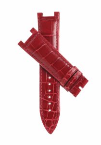 Glossy Burgundy Cane-Grain Alligator Leather Watch Strap For Franck Muller Ronde 3900 QZ R D2