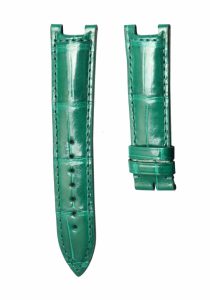 Glossy Green Cane-Grain Alligator Leather Watch Strap For Franck Muller Ronde 3900 QZ R D2