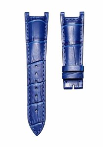 Blue Cane-Grain Calf Leather Watch Strap For Franck Muller Ronde 3900 QZ R D2