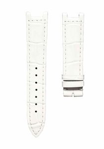 White Cane-Grain Calf Leather Watch Strap For Franck Muller Ronde 3900 QZ R D2