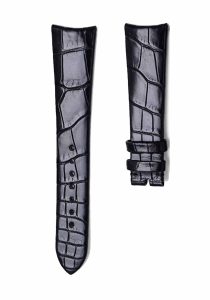 Black Alligator Leather Watch Strap Seamless Front View For Girard-Perregaux 1966 49525 49535