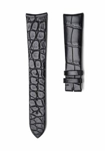 Black Alligator Leather Watch Strap Seamless Front View For Girard-Perregaux 1966 49525 49535