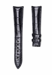 Black Alligator Leather Watch Strap Stitched Front View For Girard-Perregaux 1966 49525 49535